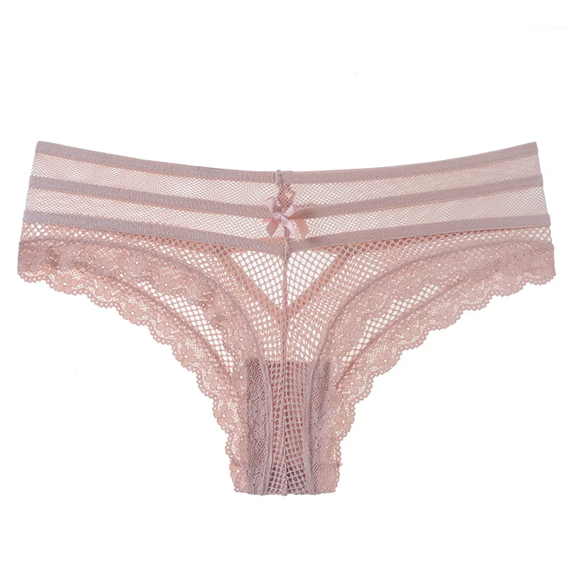 Aan ' r Sexy Slipje Vrouwen Lace Lage taille Slips Vrouw Ondergoed Dames Hol Boog Lingerie Transparante G-String Underpant5