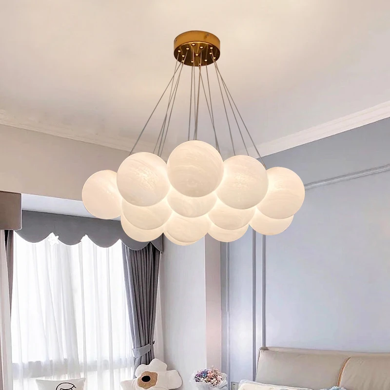 Glazen bol Kroonluchter franse Stijl Plafond Lamp een Moderne, Minimalistische Droplight Magic Bean Lantaarn Ins Stijl Hanger Licht voor Thuis0