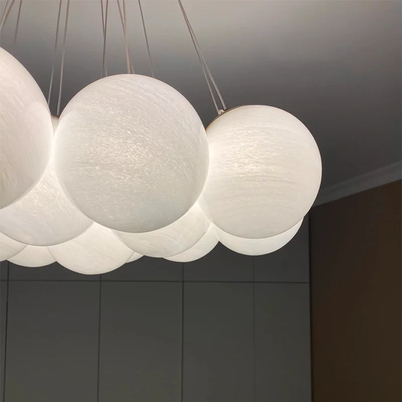 Glazen bol Kroonluchter franse Stijl Plafond Lamp een Moderne, Minimalistische Droplight Magic Bean Lantaarn Ins Stijl Hanger Licht voor Thuis5