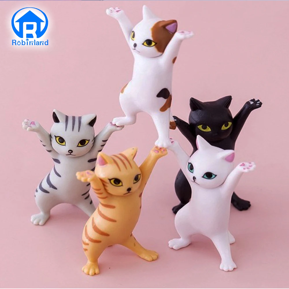 Grappige penhouder Cat Doll Ornamenten Plastic Ambachten Oortelefoon Ondersteuning voor Kinderen Geschenk Kamer Desk Home Decoratie Accessoires0