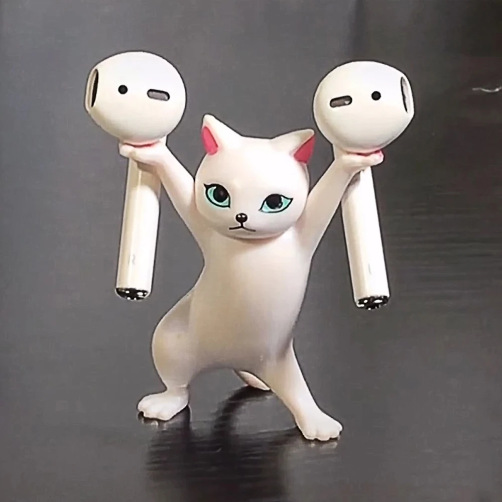 Grappige penhouder Cat Doll Ornamenten Plastic Ambachten Oortelefoon Ondersteuning voor Kinderen Geschenk Kamer Desk Home Decoratie Accessoires2