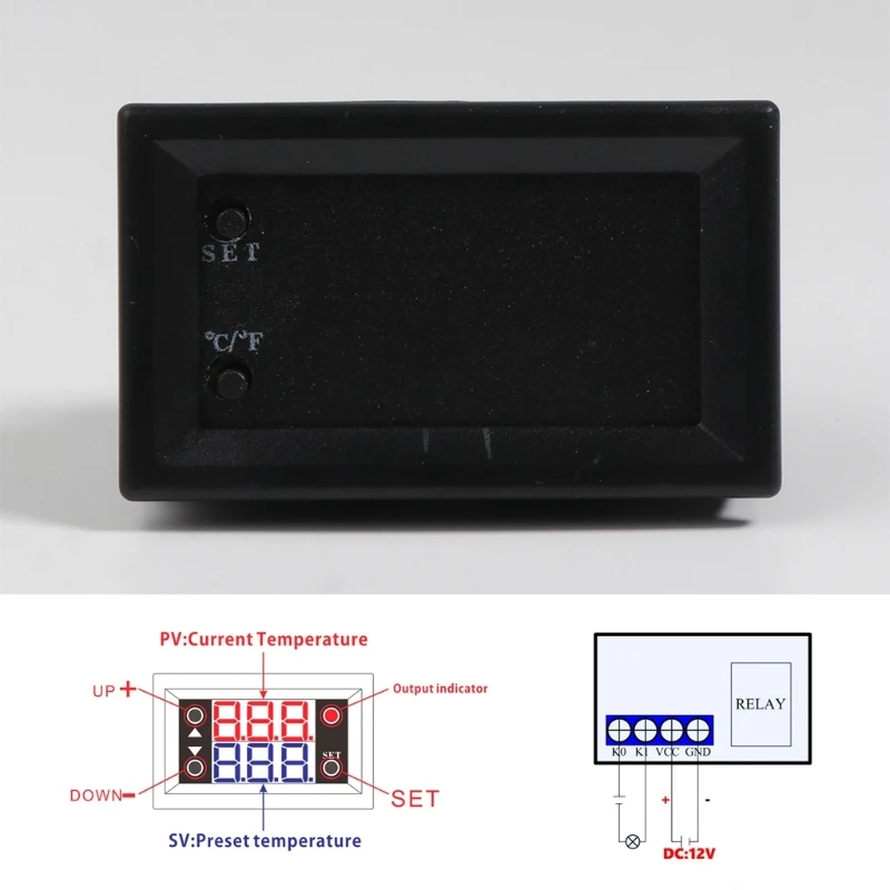 W2809 DC12V 20A Digitale Thermostaat Temperatuur Controller Rood Display met Sonde2