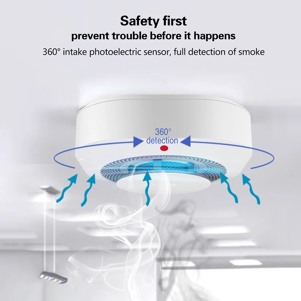 Tuya Wifi rookmelder Sensor 90 DB Alarm Rokerij Combinatie Fire Protection Home Security Smart Life Alexa Google3
