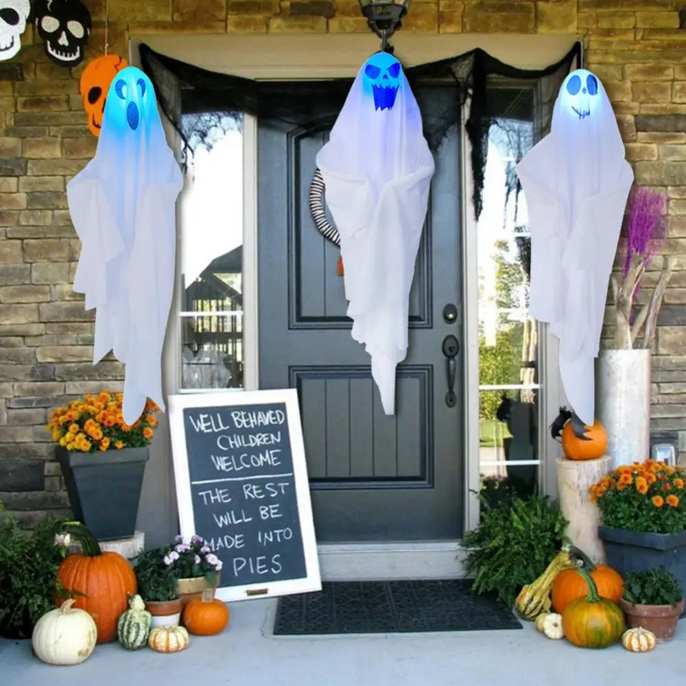 65*60cm Halloween Geest het Ophangen van Decoraties Halloween Ophangen van Lichte Tot Witte Vliegen Spoken Boom Venster Muur Eng Ornament2