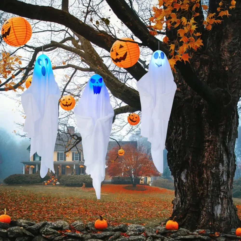 65*60cm Halloween Geest het Ophangen van Decoraties Halloween Ophangen van Lichte Tot Witte Vliegen Spoken Boom Venster Muur Eng Ornament3