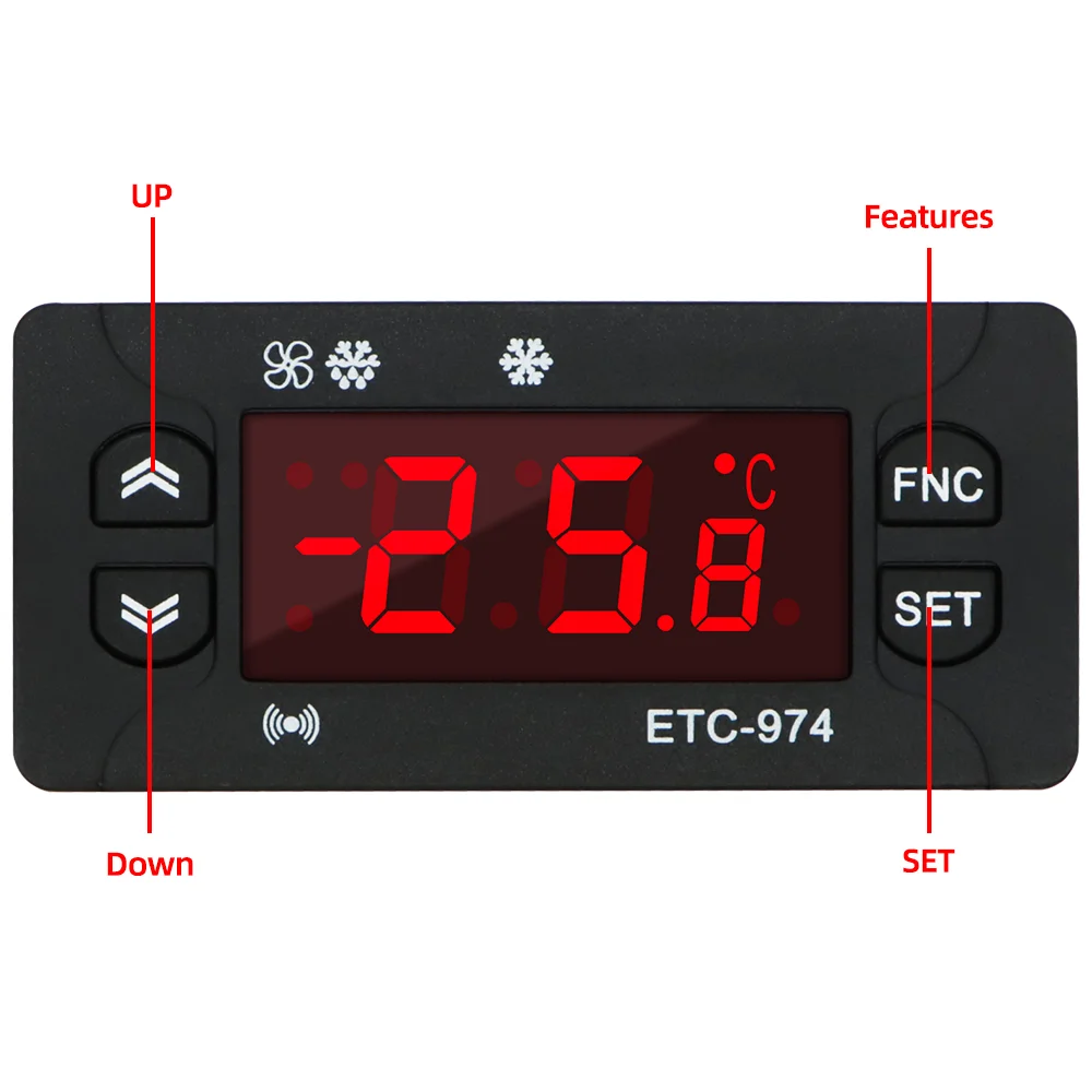 ETC-974 Digitale temperatuurregelaar Microcomputer Thermostaat Thermostaat Koeling Alarm 220V NTC sensor1