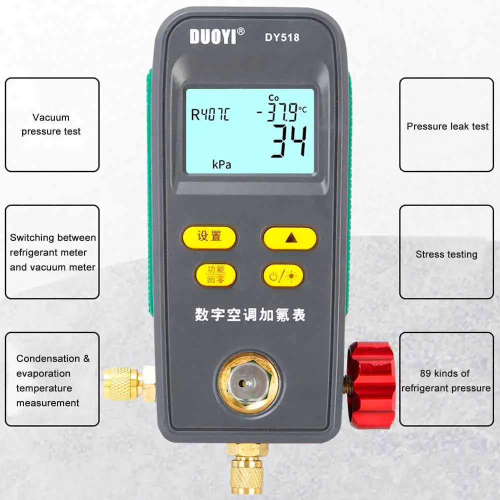 Koeling Digitale Manometer Druk-Temperatuur Elektronische Manometer Manometer Tester Auto Airconditioning voor R134A R321