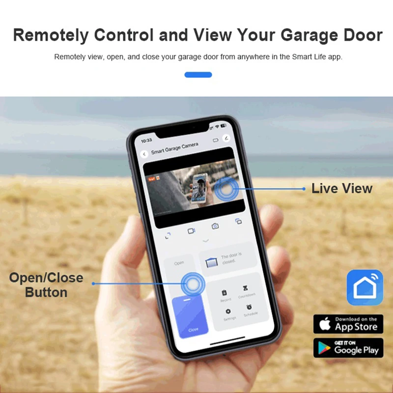Huggwic Tuya Garage Deur Opener WIFI Smart Garage Camera Draadloze Controller Monitor Toegang Delen Met Alexa Google Startpagina1