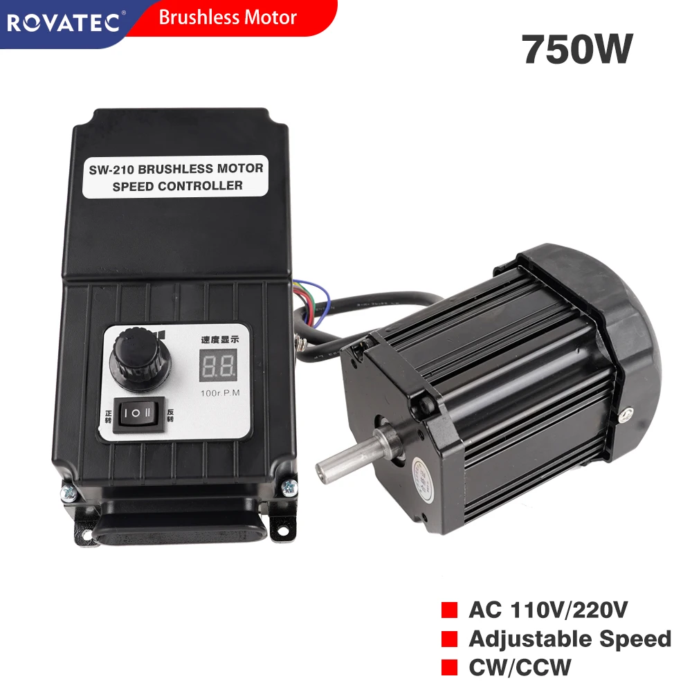 750 Watt Borstelloze DC-Motor/ AC110V 220V Speed Controller/Regelbare snelheid CW CCW0