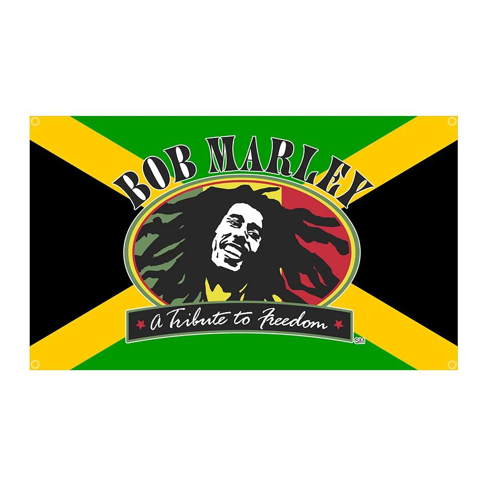 90x150cm Bob Marley Jamaica, Reggae Vlag Polyester Gedrukte Slaapkamer of Buiten Decoratie Banner Tapijt0