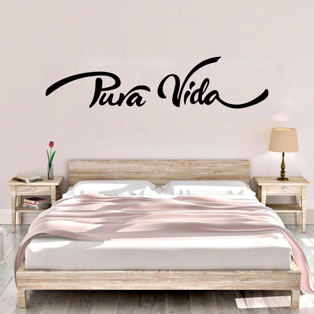 Spaanse Pura Vida In Costa Rica Bekend Gezegde Muur Sticker Slaapkamer Kinderkamer Latijns-Amerika Familie Liefde Offerte Muur Sticker Vinyl Decor2