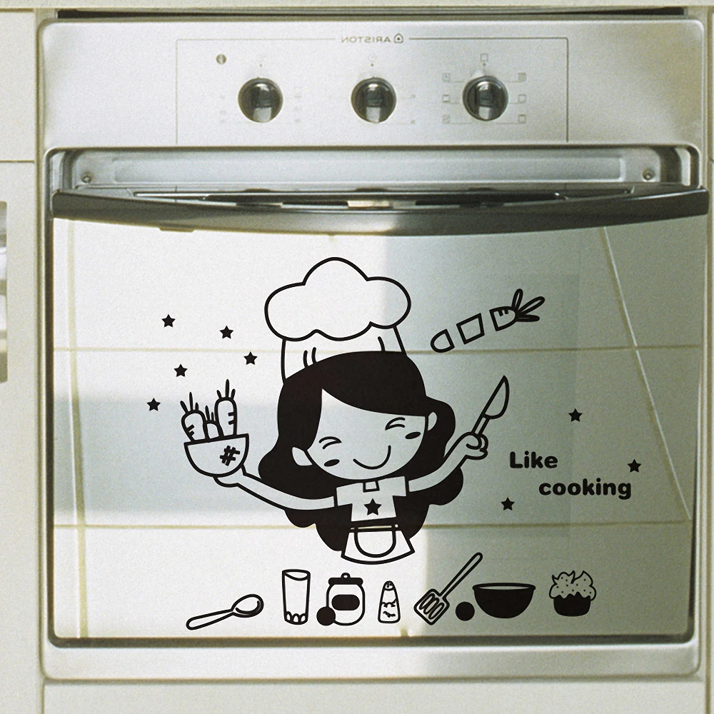 Keuken Koken DIY Muur Sticker van Kunst aan de Muur Stickers Decoratie Afneembare Kast Deur, Muur Sticker Muurschildering Chef Cooker Huis Decoratie4