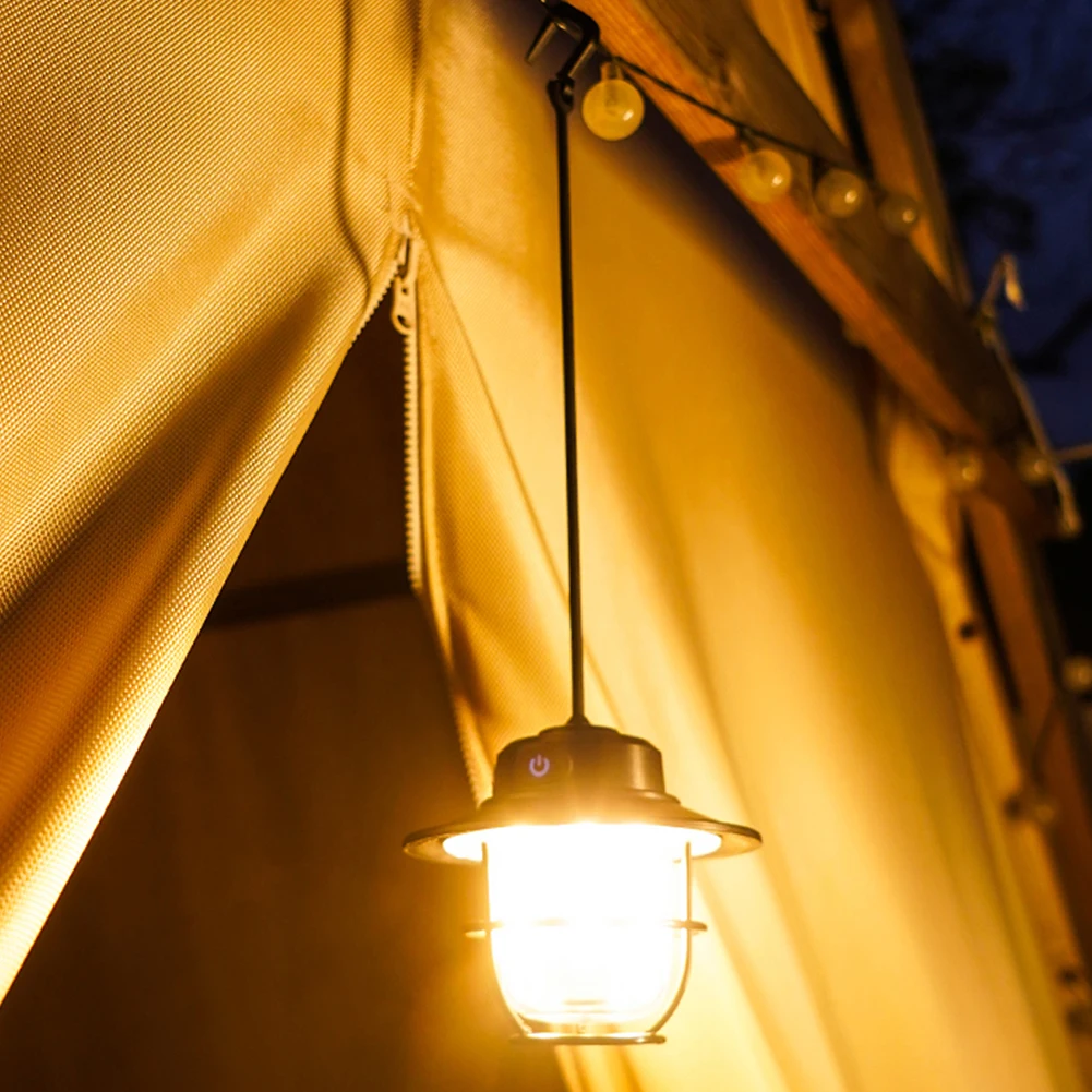Vintage Metalen Hangende Camping Lantaarn USB-Oplaadbare Led Camping Licht Traploos Dimmen Tent Licht Voor Outdoor Hiking Vissen1