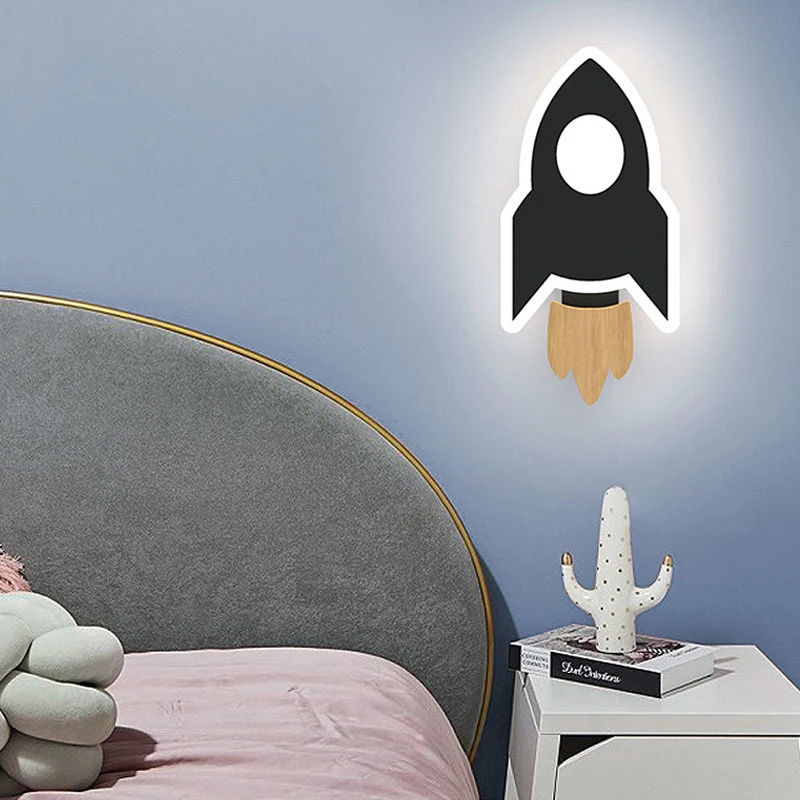 LED wandlamp Moderne Cartoon Kinderen Kid ' s Slaapkamer Verlichting Creatieve Schansen Leuke Moom Sterren Raket Bed Binnen Decor Licht3