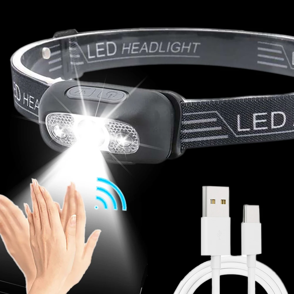 Draagbare Mini LED Koplamp Lichaam Motion Sensor Koplamp USB-Oplaadbare Waterproof Hoofd Lamp Outdoor Camping Wandelen Fakkel Lampen0