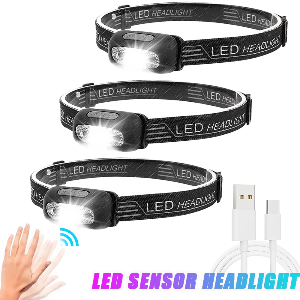 Draagbare Mini LED Koplamp Lichaam Motion Sensor Koplamp USB-Oplaadbare Waterproof Hoofd Lamp Outdoor Camping Wandelen Fakkel Lampen4