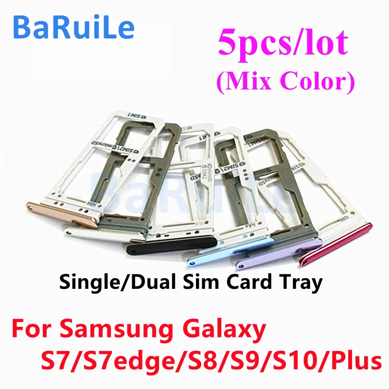 BaRuiLe 5pcs Één Dual Sim-Kaart Lade Kast Voor SamSung Glaxy S7 Rand S8 S9 S10 Plus Nano Micro SD Houder Reparatie Onderdelen0
