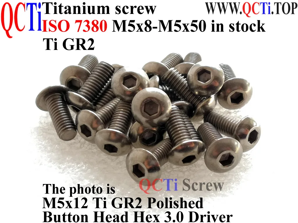 ISO 7380 Titanium schroef M5x8 M5x10 M5x12 M5x14 M5x15 M5x16 M5x18 M5x20 M5x22 M5x25 M5x28 M5x30 Knop Hoofd Hex-3-Stuurprogramma Ti GR20