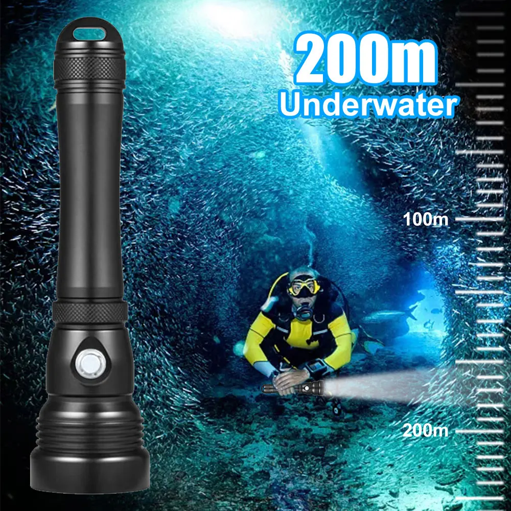 5000 LM Super heldere 3x XHP70 Duiken Zaklamp IP68 hoogste waterproof rating Professioneel duiken licht Aangedreven door 18650 beslag2