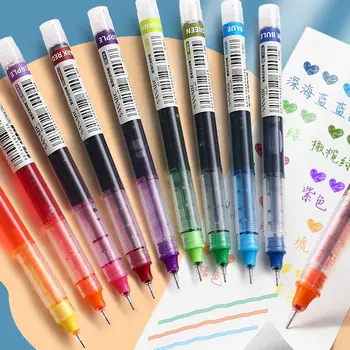 10 Kleuren Rechte vloeibare Gel Pen droogt Snel een Grote capaciteit Kleurrijke Gel Pennen 0,5 mm Rollerball Pennen School Stationery office