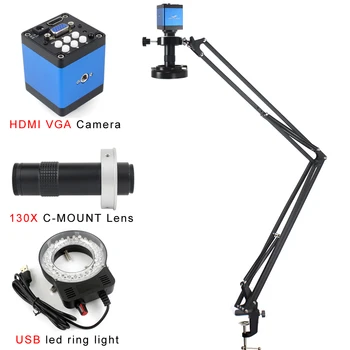 1080P HDMI-VGA-USB Digital Video Recorder Verstelbare Cantilever Beugel C Mount Microscoop Camera Set PCB Gedetecteerd Soldeer Gereedschap