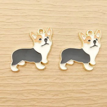 10pcs Email Hond Charmes voor het Maken van Sieraden Ambachtelijke Bulk Kawaii Corgi Earring Dier Hanger Ketting, Charme Diy Accessoires