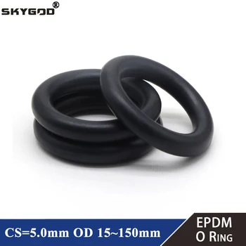 10Pcs EPDM o-Ringen CS 5mm OD 15 ~ 150mm Zuur en Alkali Weerstand waterdichtheid Wrijving o-ring Zwart