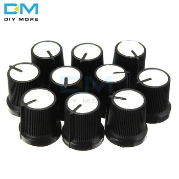 10pcs/Veel 6mm Knop Wit Gezicht Plastic Voor Roterende Conus Potentiometer Gat Volume Controller Black CAPS 0,6 cm Voor WH148