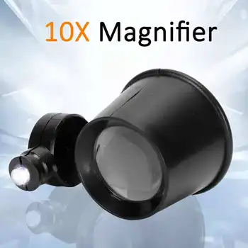 1Pc 10X Oog Magnifier Monoculaire Vergrootglas Loep met LED-Licht Horloge Klok Sieraden Repair Tool voor Juwelier Horlogemaker