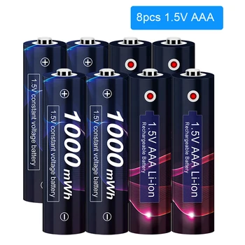 2-8st 1,5 V AAA-Oplaadbare Batterij AAA 1,5 V Li-ion Batterij 1000mWh 1.5 v Oplaadbare Batterij AAA