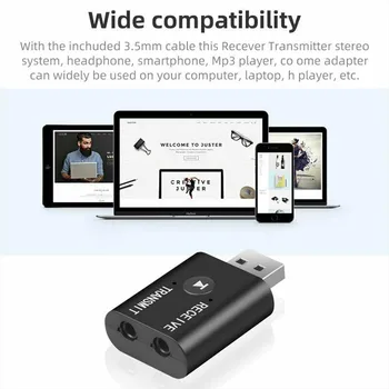 2-IN-1 Zender en Ontvanger, Bluetooth-ABS Zwart-IPod-MP3 - /MP4-Draadloze USB 3,5 mm 42*25*11mm 5.0 Audio Accessoires