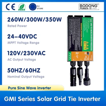 260W 300W 350W Solar Power Omvormer Zuivere Sinus 18V-50VDC naar 110V-230 VAC MPPT PV Grid Tie Microinverter