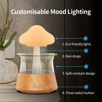 300ml Mushroom Regen Luchtbevochtiger Wolk Regen Ontwerp Kleurrijke Nacht Licht Aroma Diffuser USB-Air Diffuser Mist Maker Machine