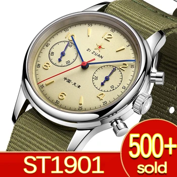 40mm China 1963 Pilot Luchtvaart Mechanische Chronograaf Originele St1901 Beweging Horloges Voor Mannen van 40 mm Sapphire Vintage Horloge 38mm