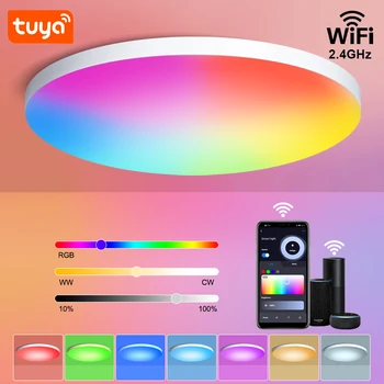 40W Smart WIFI Tuya RGB Wit plafondlamp Led-220V Voor de Verlichting van het Huis Decor Dimbare Led-Lamp Plafond Alexa Google Home Control