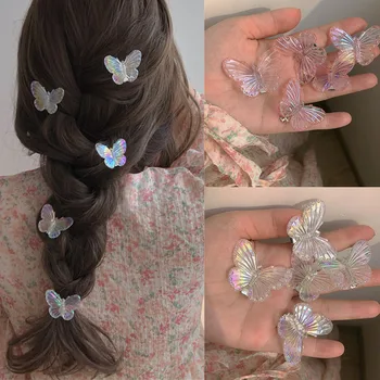 5 stuks Transparant Vlinder Haar Clips Haarspeld voor Vrouwen Baby Meisje Kids Haarspeldjes Hoofdband Haar Accessoires Bruiloft Sieraden