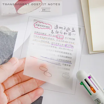 50 Vellen Creatieve Transparante PET-Memo Pad Gepost Sticky Notes Planner Sticker Kladblok School Levert Kawaii Briefpapier