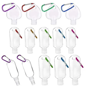 50pcs 30ml 50ml Reizen Plastic Duidelijke Sleutelhanger Flessen Lekvrije Knijp bak met Flip Dop voor Cosmetica Hervulbare Fles