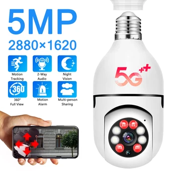 5MP E27 Lamp WiFi IP Camera Indoor Video-Surveillance-Camera Beveiliging baby Monitor Full Color Night Vision Cam mini