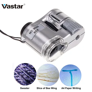 60 X Handheld Vergrootglas Mini Pocket Microscoop Loupe Valuta Detector Juwelier Vergrootglas Met LED-Licht