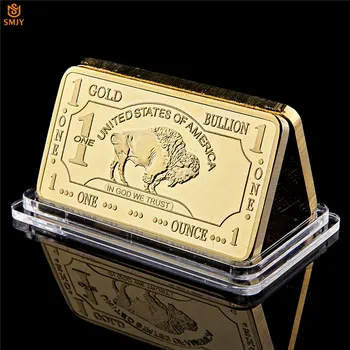 Amerikaanse Replica Gold Buffalo Bar USA 1 Troy Ounce Goud Plated Collectible Herdenkingsmunt