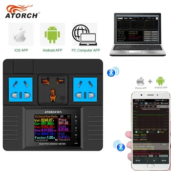 ATORCH AC85~265V Elektriciteit Meten Slimme Programmeerbare Digitale Display Huishouden Socket Creatieve Power Detector Monitor