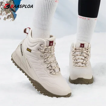 Baasploa Vrouwen Winter Sneakers Waterdichte enkellaarsjes voor dames Comfort Warme Pluche wandelschoenen Wearresistant Non-Slip 2023