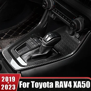 Carbon Fiber Gear Shift Bedieningspaneel middenconsole Afdekking Bekleding Frame Voor Toyota RAV4 XA50 2019 2020 2021 2022 2023 Auto Accessoires
