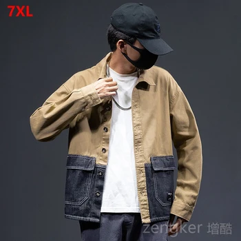 De lente denim jacket mannen van grote afmetingen losse tops plus size heren jas shirt laag tij koreaanse mode 6XL 7XL jas mannen