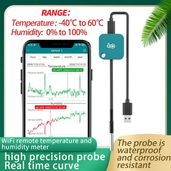 Draadloze WiFi Temperatuur/Vochtigheid/Dauwpunt/VPD sensor Thermometer/Hygrometer monitor Koelkast-Vriezer-Koelkast-Alarm Meldingen