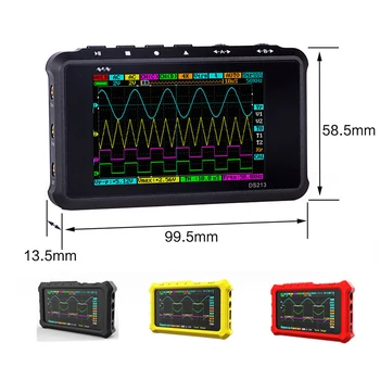 DS213 Digitale Oscilloscoop Mini Pocket Oscilloscoop 100MS/S 4-Kanaals USB-Oscilloscopio Multimeter LCD-Display Geval