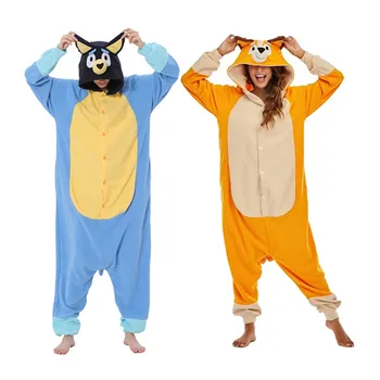 ELEIMOS Kigurumi Dier Volwassenen Cartoon Blauwe Hond Onesies Pyjama Halloween Kostuums Cosplay Jumpsuit Kerst Cadeau