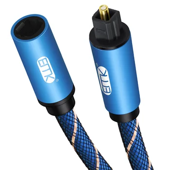 EMK-Optische Audio Kabel van de Uitbreiding van Mannelijke en Vrouwelijke Toslink-Kabel Digitaal Geluid SPDIF Glasvezel kabel met Gevlochten Mantel