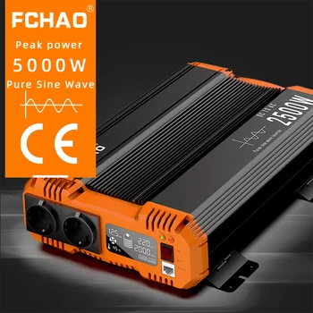 FCHAO 5000W Auto Power Omvormer Zuivere Sinus van GELIJKSTROOM 12v 24v AC 110V-220V LCD-Display Home Voltage Converter Ups Universele Aansluiting